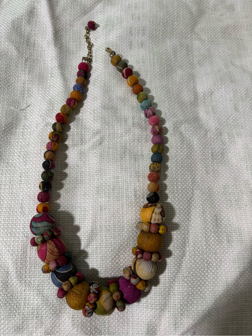 Multicolor Sari Fabric Bead Statement Necklace - Women Jewelry